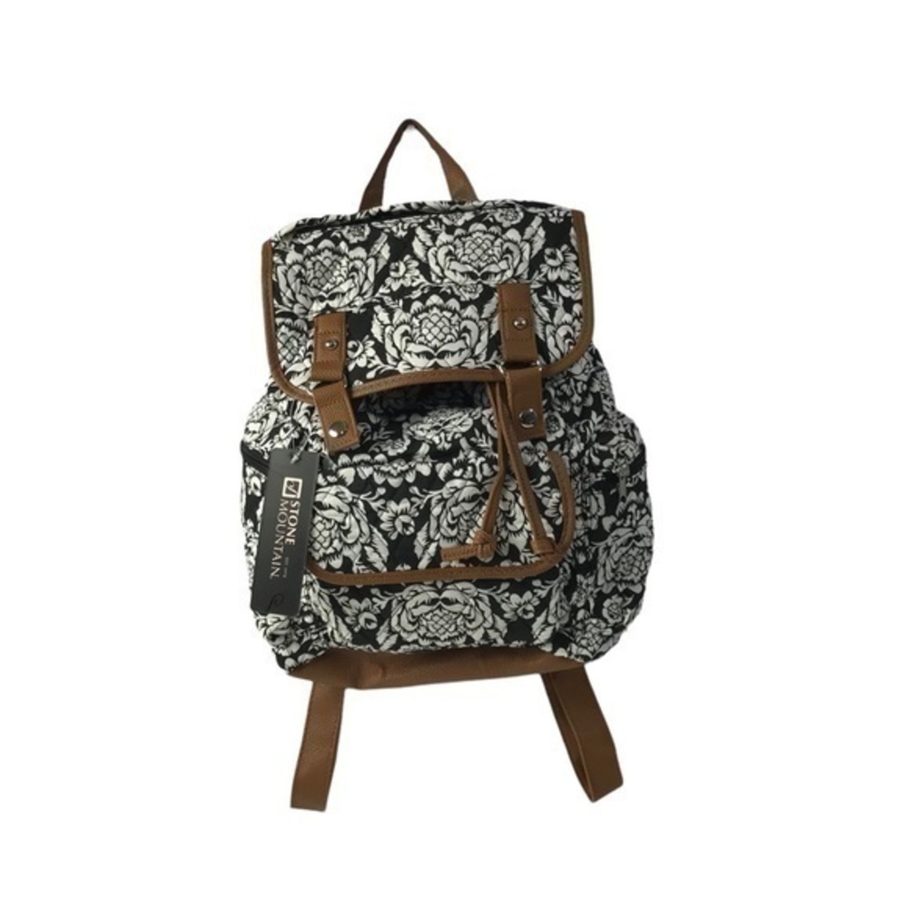 Stone Mountain Back Pack Black/White Batik Floral